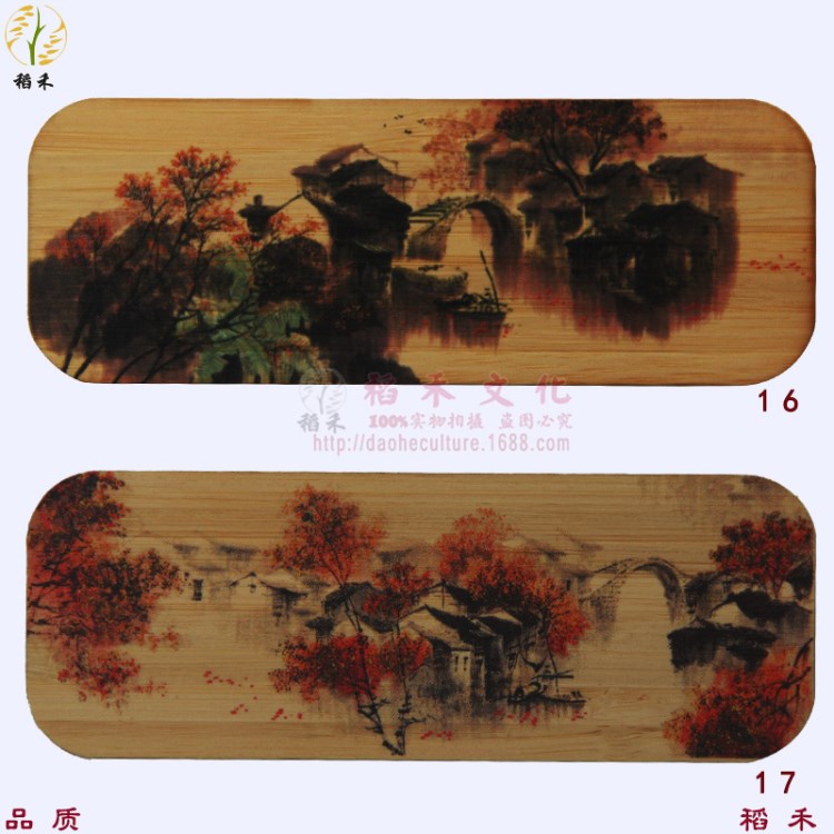 水鄉(xiāng)圖竹板彩繪簽中國特色工藝品景區(qū)熱賣創(chuàng)意書簽來圖定制