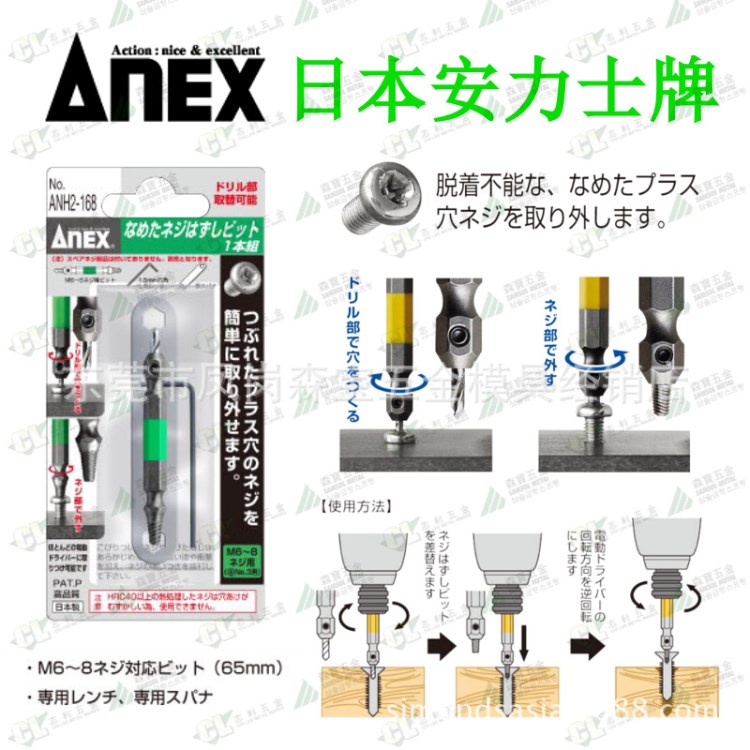 原裝日本ANEX安力士斷頭螺絲雙用螺絲/廢頭螺絲取出器 ANH2-3