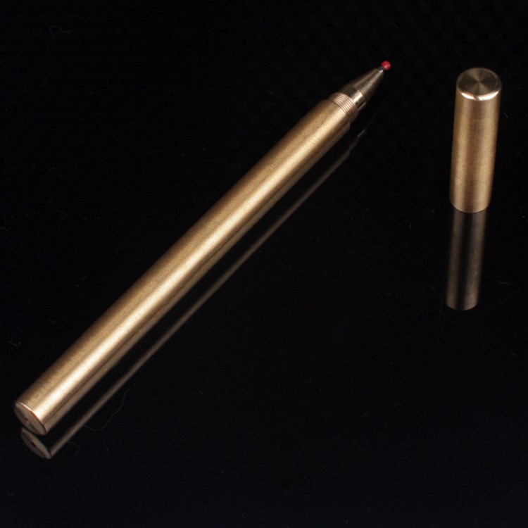 復(fù)古黃銅磨砂簽字中性手工制造筆 隨身EDC戶外工具 磨砂銅防衛(wèi)筆