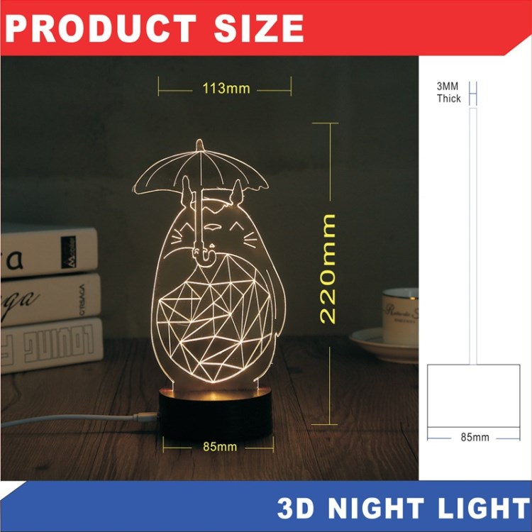 創(chuàng)意卡通3D小夜燈LED臺燈USB燈情人節(jié)浪漫生日禮物 3D立體視覺燈