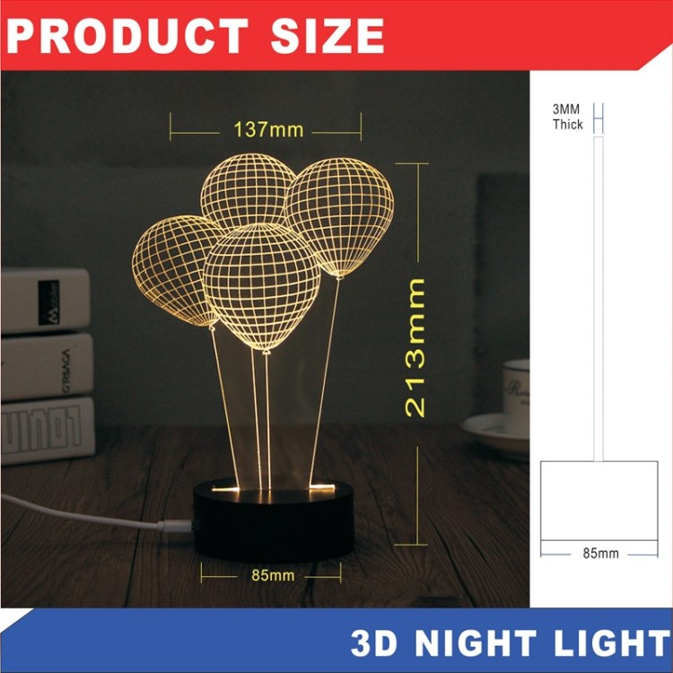 廠家直銷 3D小夜燈 創(chuàng)意裝飾燈LED氣球立體小臺燈 個性氛圍燈批發(fā)