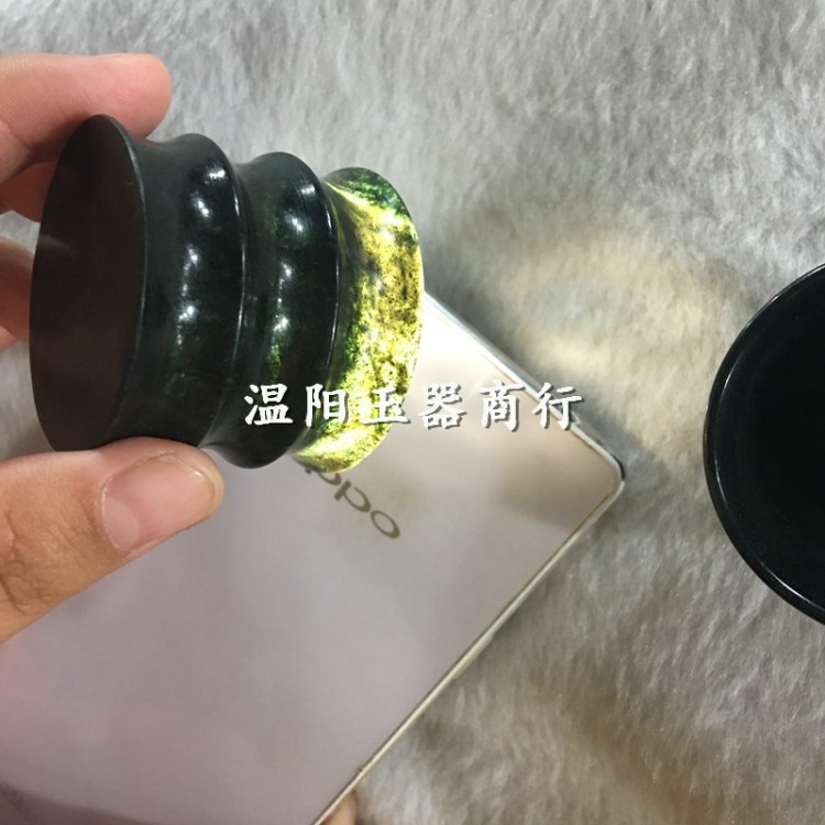 天然養(yǎng)生保健墨綠玉石竹節(jié)造型水杯子玉石茶杯凈化水質(zhì)廠家批發(fā)