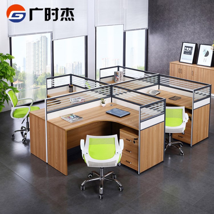 廣州辦公家具 時尚四人位L型隔斷屏風(fēng)卡位職員桌工作位員工桌