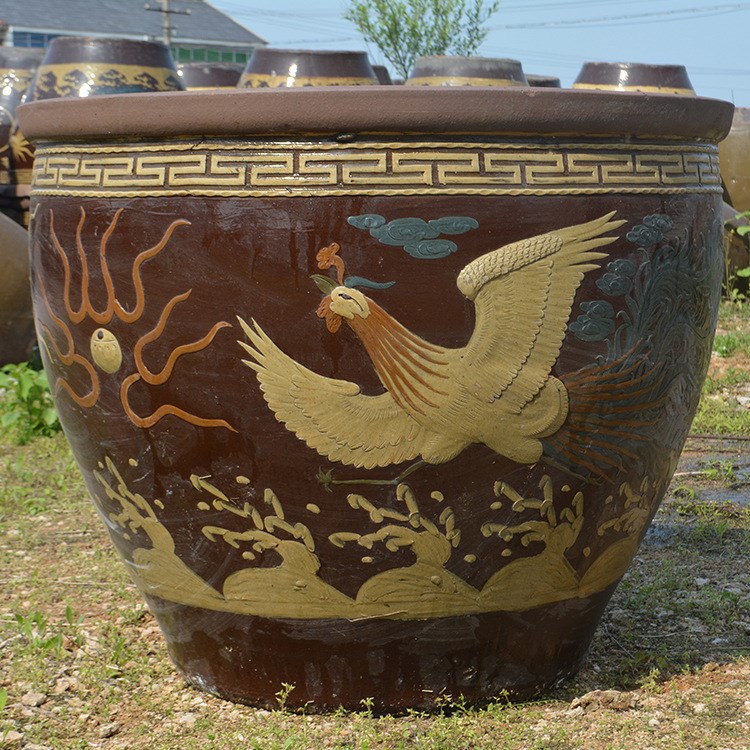 龍鳳呈祥 與 山林花鳥 圖案 大缸 花盆 金魚缸