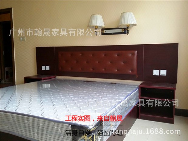 定制快捷酒店床賓館床板式床標間床單人套房公寓全套家具