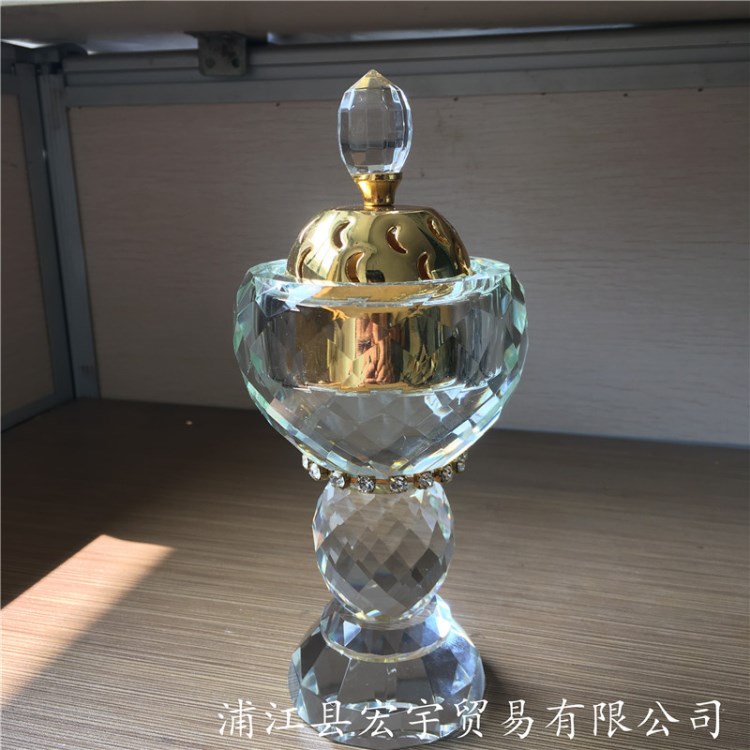 廠家直銷金屬鏤空水晶熏香爐 迪拜熏香爐 香爐