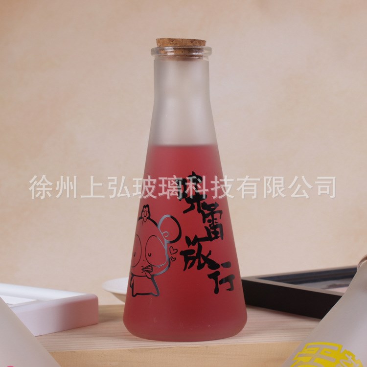 玻璃瓶 300ml飲料瓶 玻璃果汁瓶 蒙砂絲印烤花加工