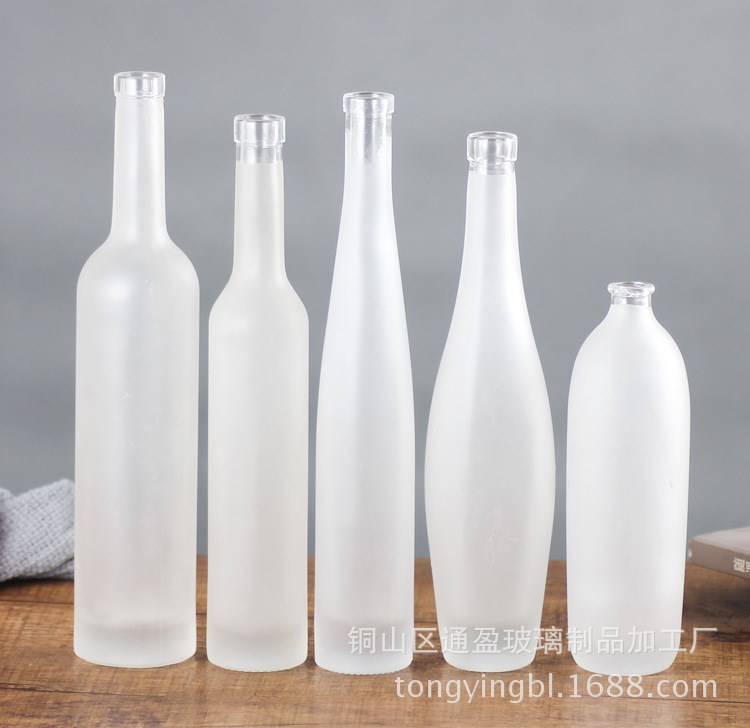 批發加工定制蒙砂酒瓶 透明厚底蒙砂冰酒瓶 加厚白酒瓶蒙砂