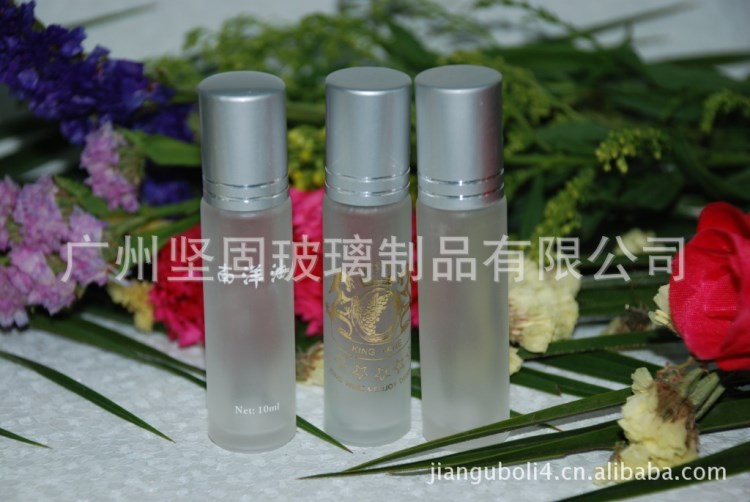 加工定制 10ml白色蒙砂滾珠玻璃瓶 香水瓶 化妝品原液瓶 分裝瓶