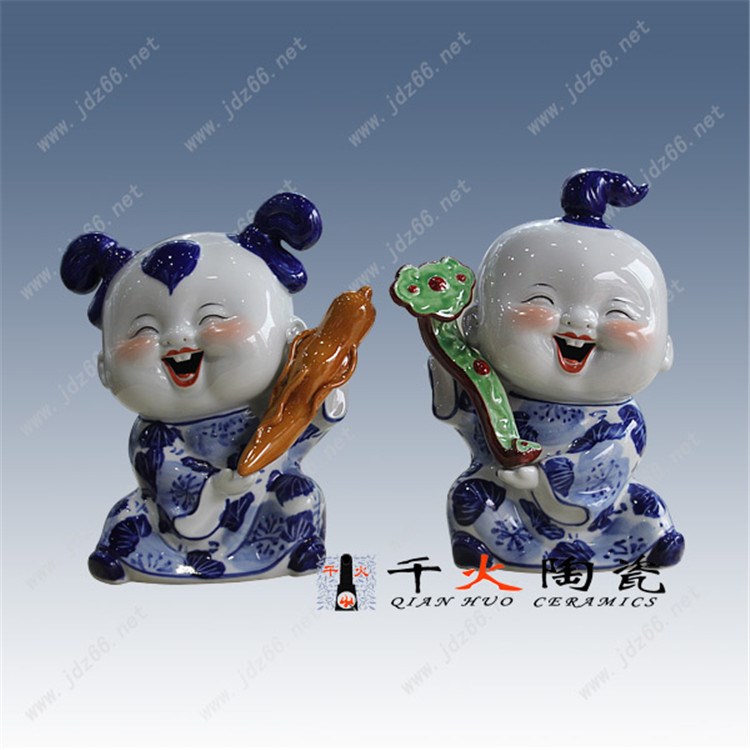 景德鎮雕塑瓷人生如意擺件 博古架陶瓷擺件廠家批發