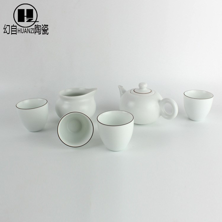 2017精品亞光白釉茶具 高嶺土茶具 景德鎮(zhèn)茶具 全手工茶具 配茶海