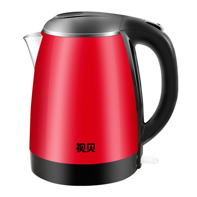 視貝304不銹鋼電熱水壺 防燙燒水壺1.7L紅色均碼 SK5711 批發定制