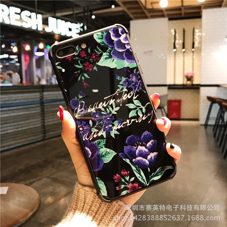 iPhone8手機殼鋼化玻璃殼 蘋果8plus琉璃保護殼 tpu+pc后蓋防摔殼
