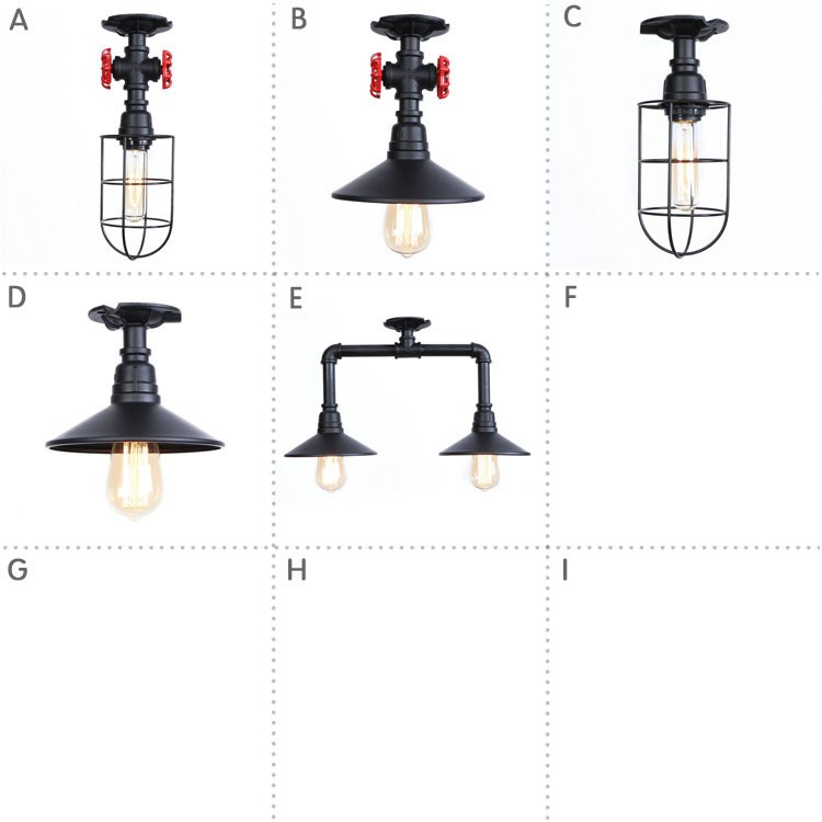 【水管吸頂燈亞黑06】北歐復(fù)古工業(yè)風(fēng)創(chuàng)意臥室客廳鐵藝吸頂燈