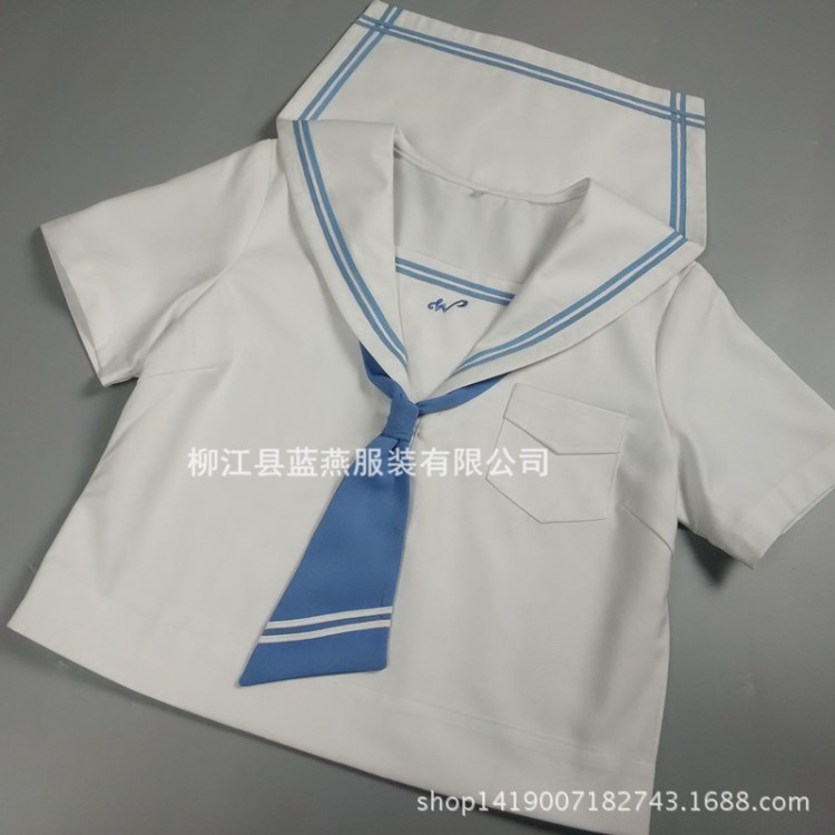 日制線水二本關(guān)西襟JK制服 TR面料水手服 音樂刺繡制服一件代發(fā)