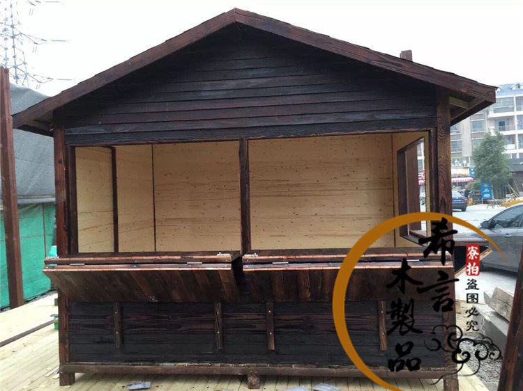 廠家直銷防腐木木屋售貨亭售貨車 戶外移動(dòng)小木屋奶茶屋小吃車