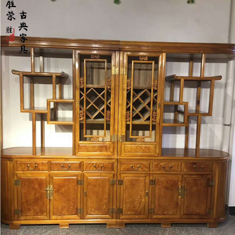 金絲大葉楠木餐邊收納酒柜實木質酒架客廳博古多寶閣紅木家具批發(fā)