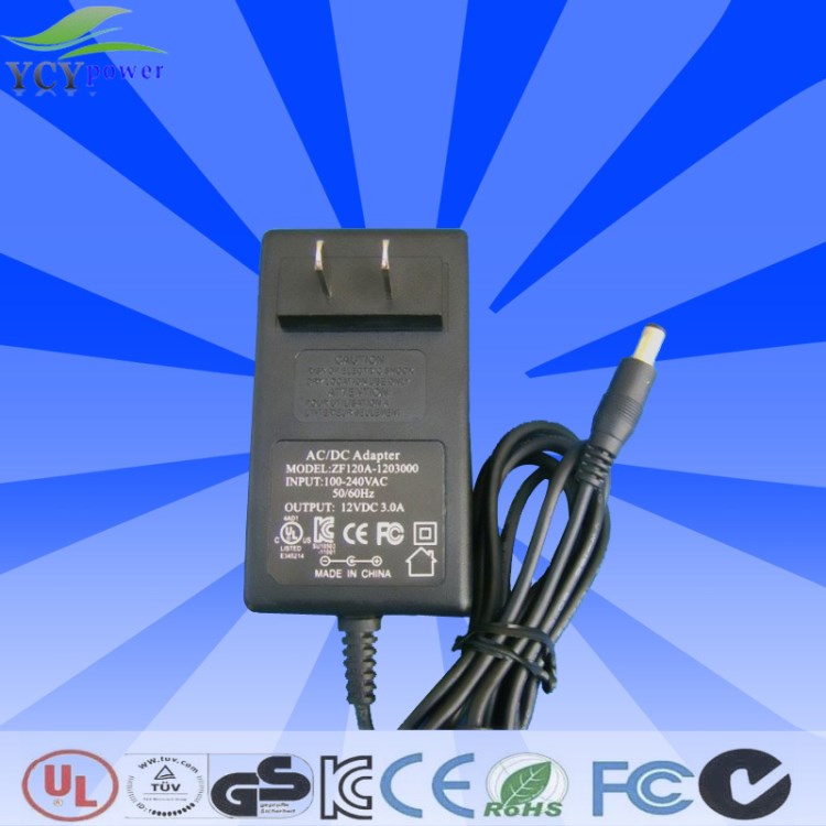 黑色 24V1.電源適配器UL KC CE監(jiān)控?cái)z像頭電源 36W開關(guān)電源