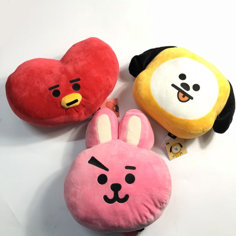 韓國 BTS防彈少年團(tuán)BT21抱枕 可愛毛絨公仔汽車靠枕 玩偶娃娃玩具