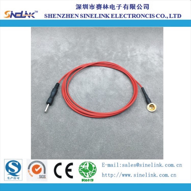 重用型腦電極線，單條裝，&Phi;10mm沖壓電極，銅鍍金,&Phi;2.0mm插針式
