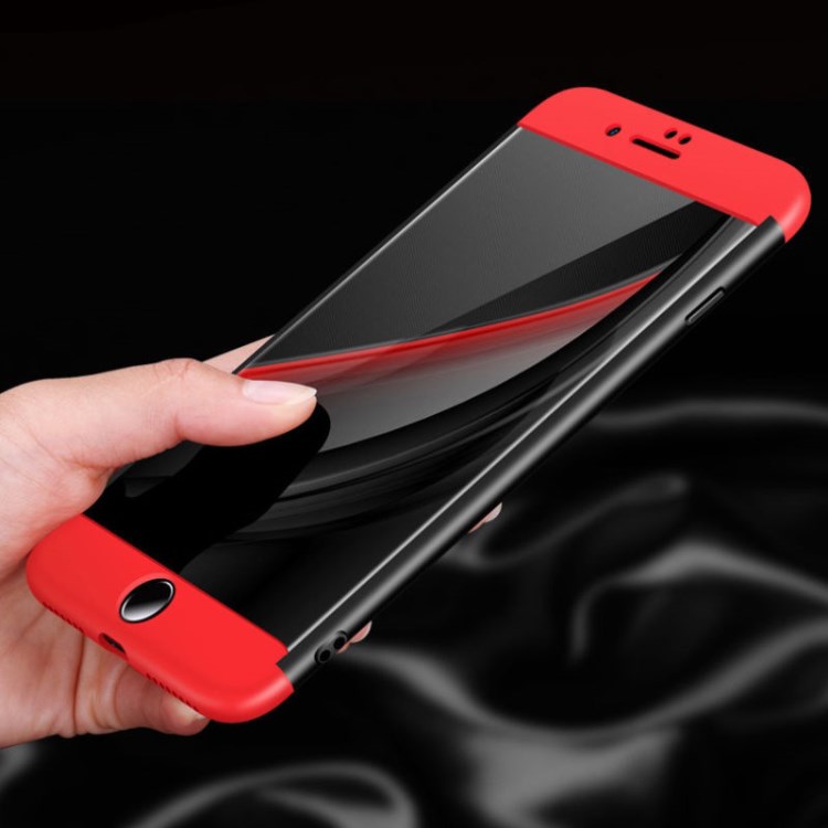 新款iPhoneX手機殼 磨砂全包三段式 蘋果8紅黑色保護套 360度硬殼