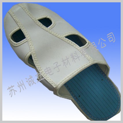 誠(chéng)立批發(fā)潔凈PVC鞋底皮革防靜電四孔鞋，顏色款式可定做