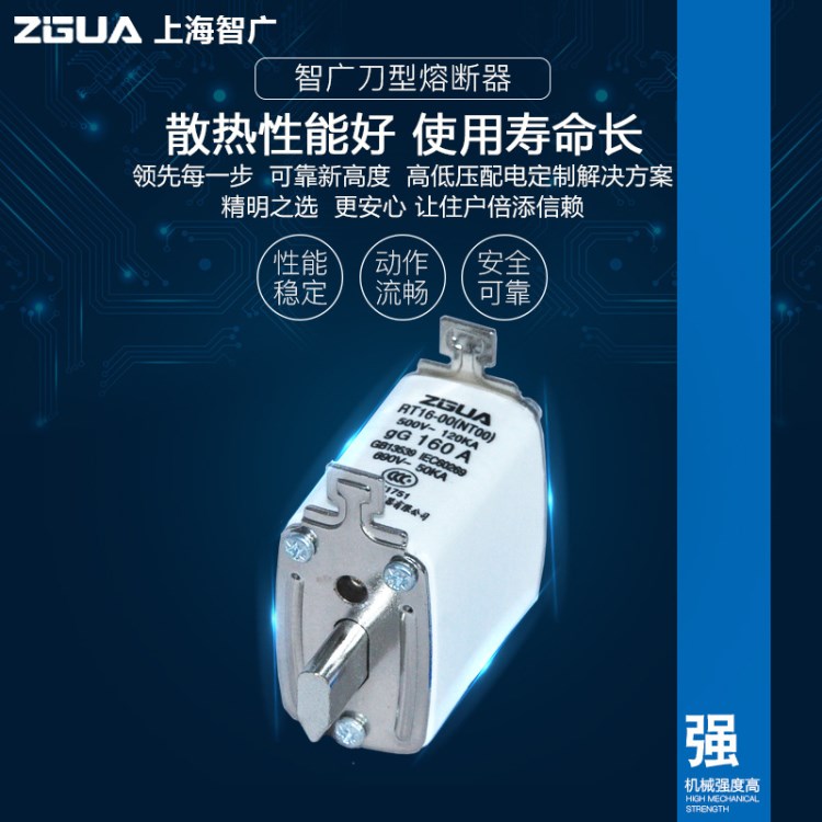 智廣低壓熔斷體NH00 RT16-00 方管刀型熔斷器  熔體 熔芯