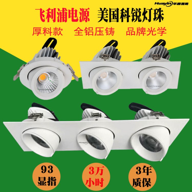 高品質(zhì)雙頭led牛眼射燈服裝店鋪玄關(guān)過(guò)道cob象鼻燈三頭格柵射燈