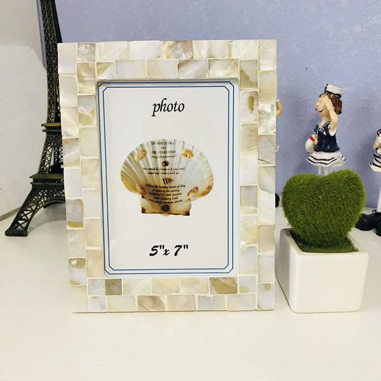 家居簡約時(shí)尚7寸自然貝殼相框 歐美經(jīng)典貝殼相框畫框擺件