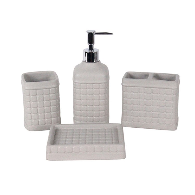 廠家批發(fā) 水泥方形 衛(wèi)浴四件套 酒店 新婚用品 沐浴洗漱套裝