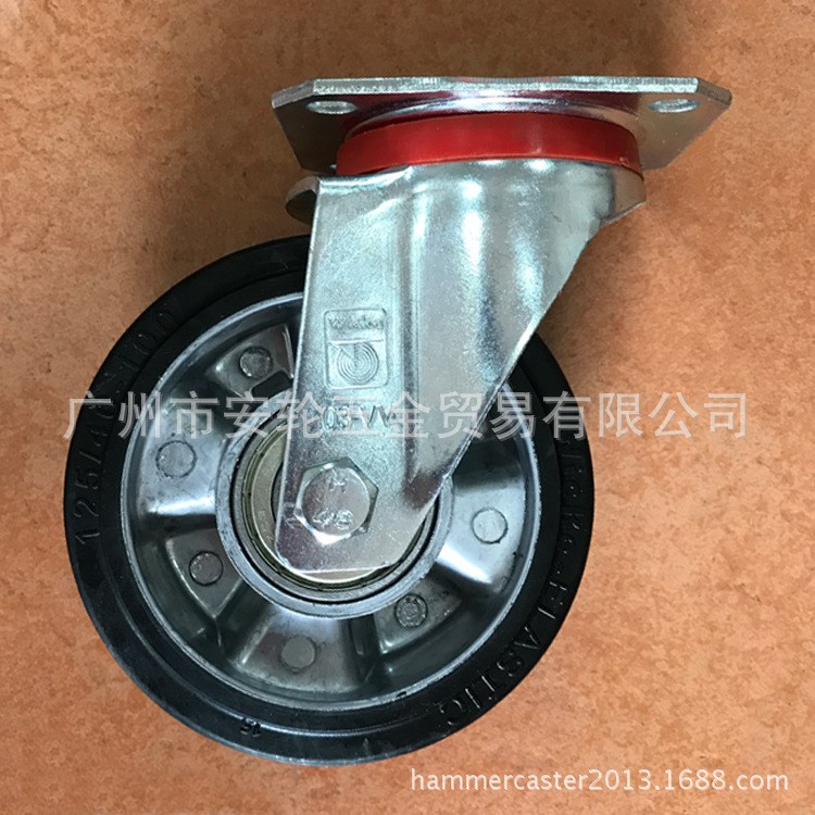 德國WICKE重型工業(yè)腳輪 萬向帶剎車 避震彈簧輪 腳手架輪彈力藍(lán)膠
