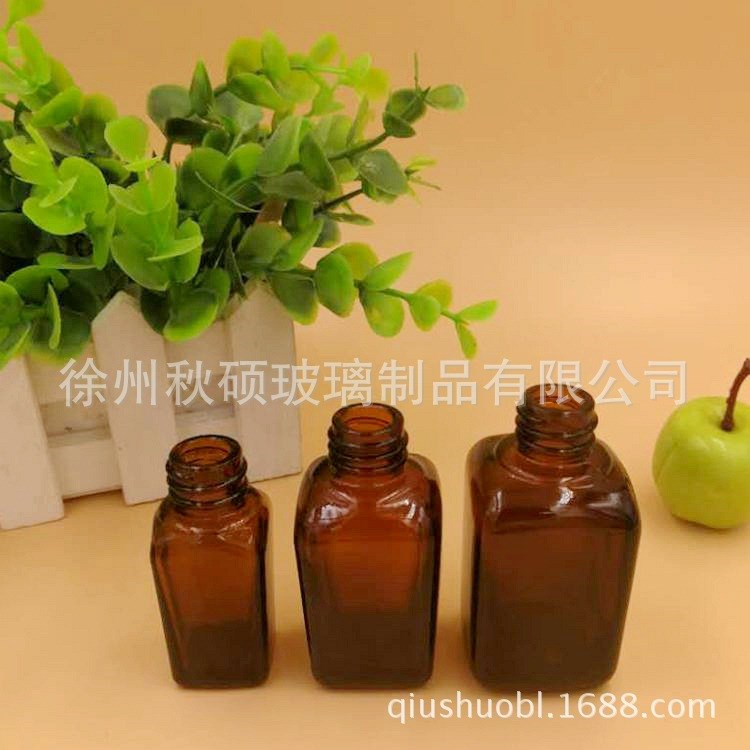 厂家直销玻璃瓶茶色精油瓶 10-100ml方形精油瓶四方玻璃精油瓶