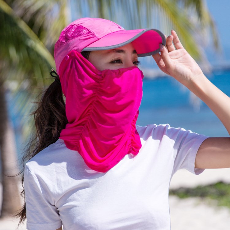 戶外防曬帽子遮臉騎車遮陽帽女夏天登山釣魚折疊太陽帽女一件代發(fā)