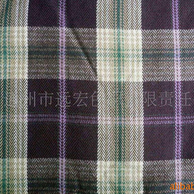 加工訂做幾何提花全腈色織布 南通紫色格子服裝用布