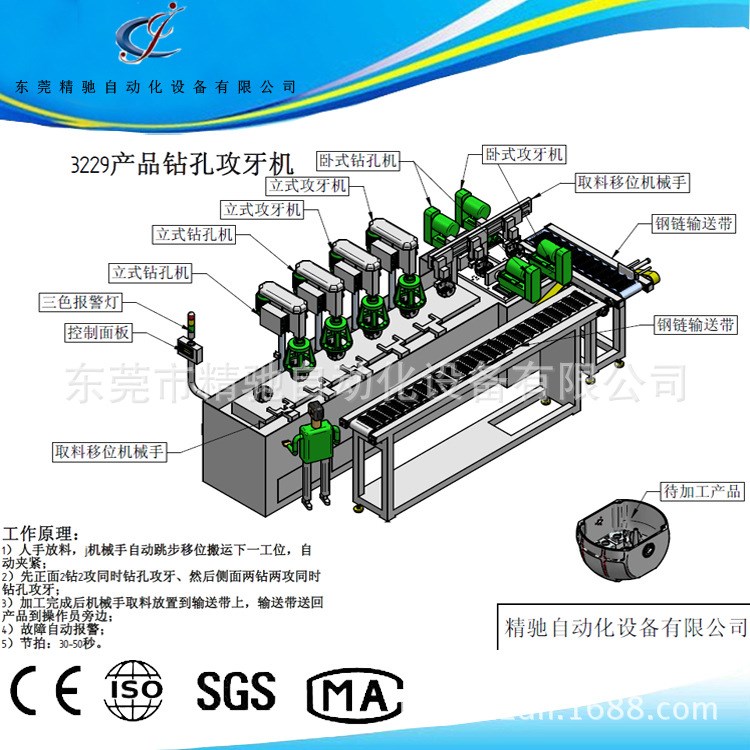 厂家直销非标压铸钻孔攻牙专用机床JC-ZGJ010