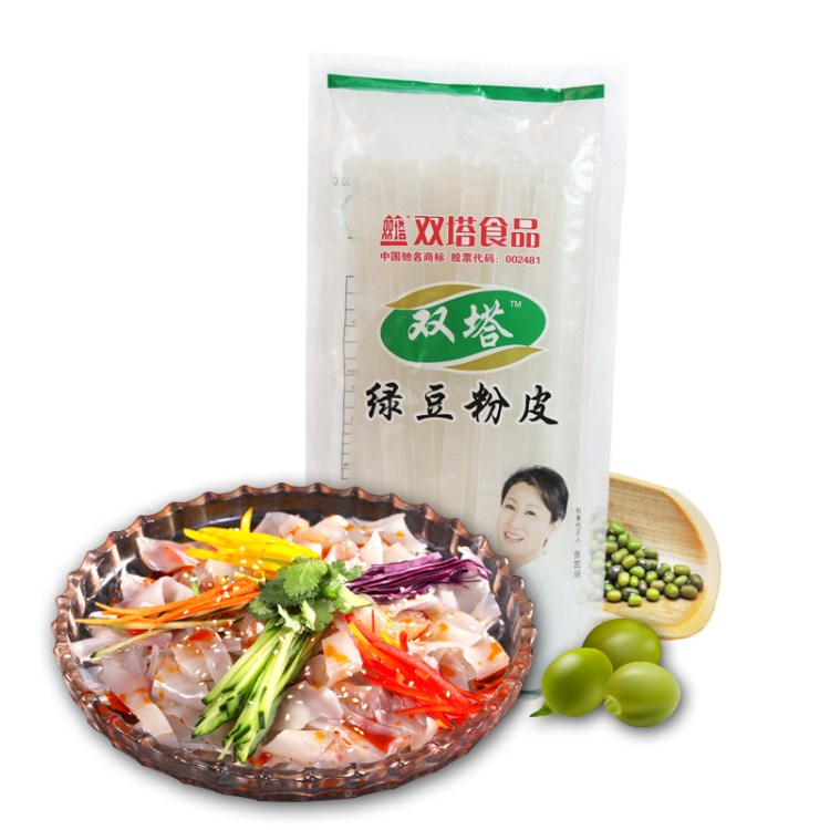 雙塔食品　山東特產(chǎn)龍口粉絲干綠豆粉皮200g 寬粉條綠色食品