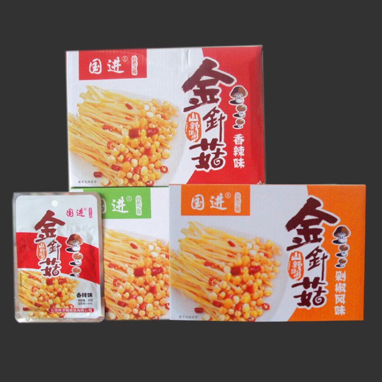 國(guó)進(jìn)金針菇香辣味金菇脆筍28g*30包湖南特產(chǎn)熟食類即食零食品