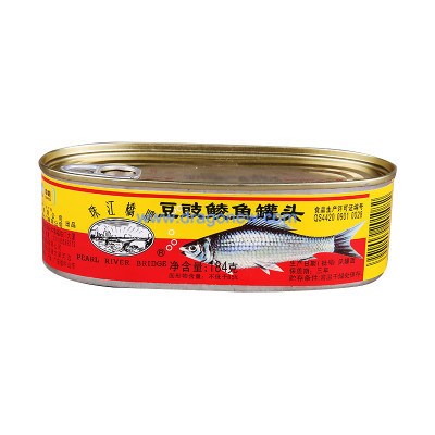 珠江橋牌豆豉鯪魚罐頭 184g*24 開罐即食水產(chǎn)魚罐頭 豆豉魚罐頭