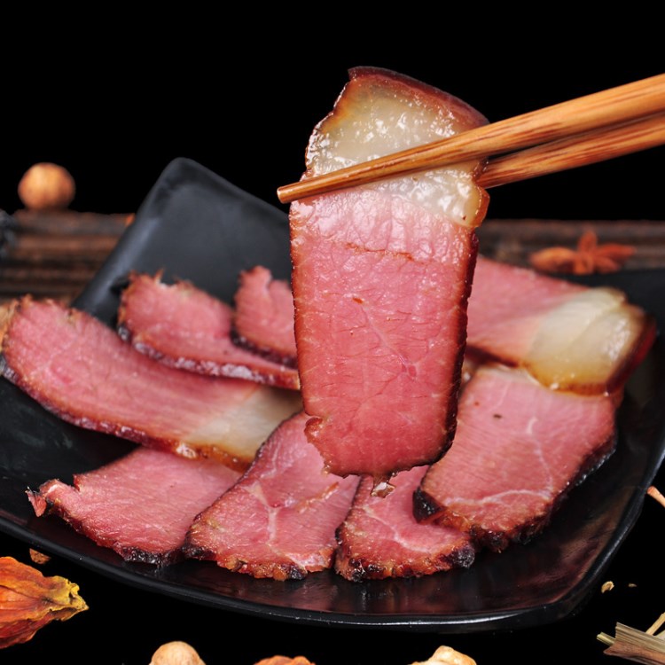 四川臘肉 農(nóng)家手工柏丫煙熏土豬臘肉 后腿臘肉火腿500g 一件代發(fā)