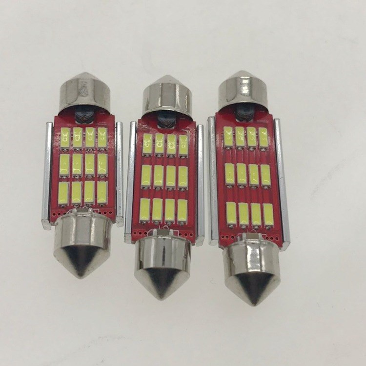 無極加恒流高亮汽車LED小燈泡4014-12smd 解碼雙尖閱讀燈 車頂燈