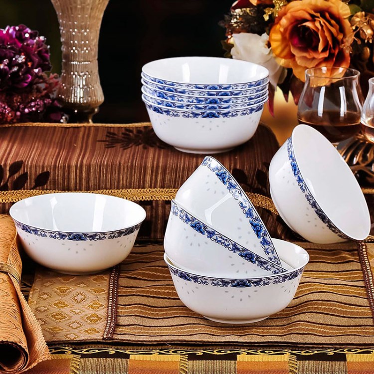 景德鎮(zhèn)陶瓷創(chuàng)意特級骨瓷6寸面碗青花釉中商務(wù)禮品廠家批發(fā)定制
