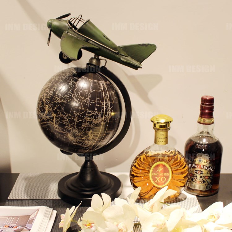 美式工業風Loft風格擺設 地球儀飛機模型擺件 創意家居軟裝飾品