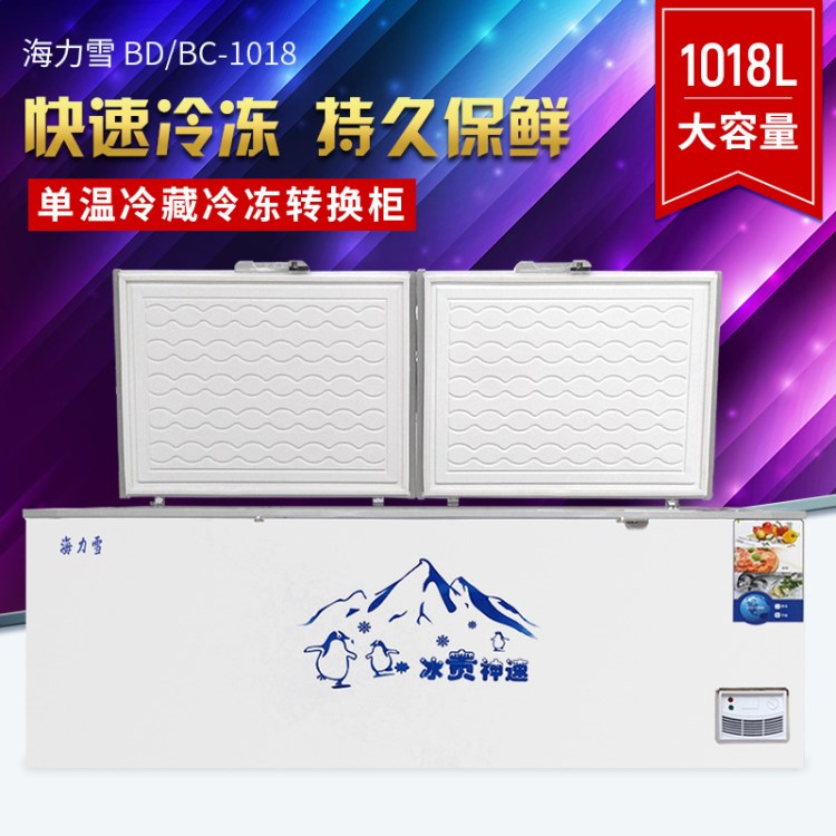 新款海力雪BD/BC-1080商用冰柜臥式大冷柜單溫冷藏冷凍節(jié)能冰箱