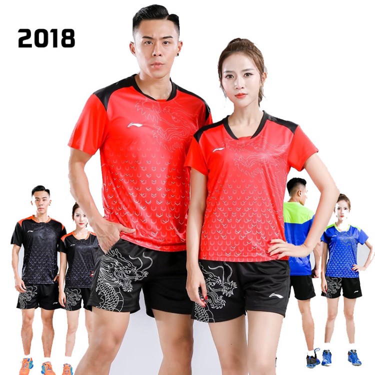 2018批發(fā)龍紋羽毛球服乒乓球服速干夏季透氣比賽團(tuán)體運(yùn)動(dòng)套裝印字