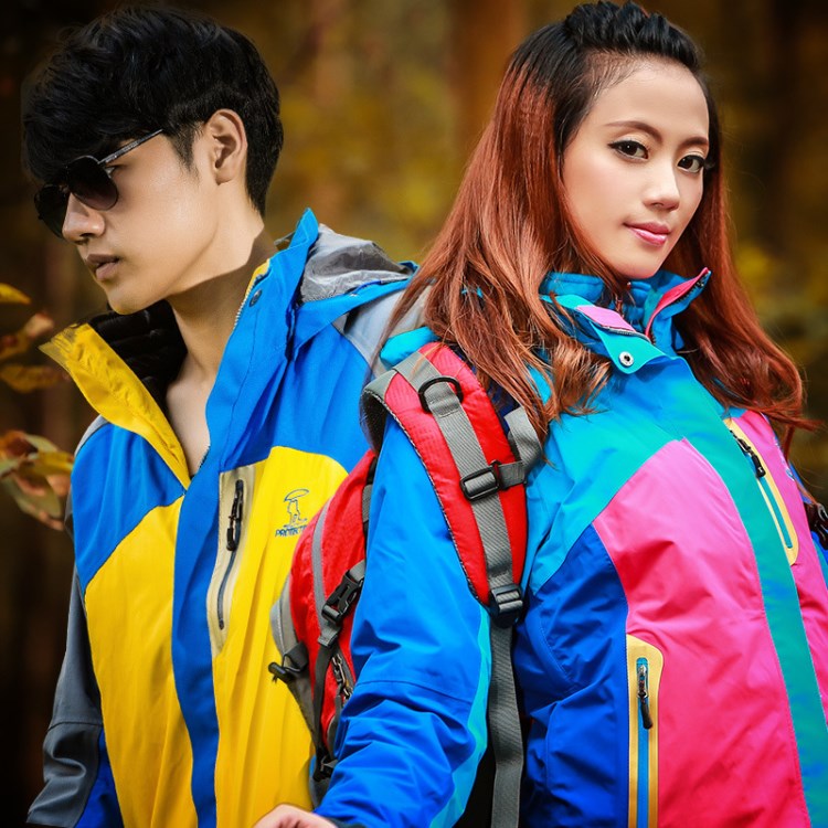 勘探基地批發(fā)訂做男女韓版棉內(nèi)膽兩件套迷彩服三合一登山服沖鋒衣