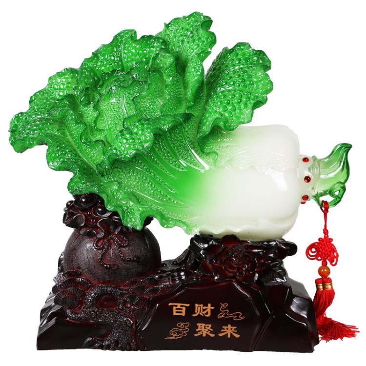 雅信工藝品招財(cái)玉白菜擺件百財(cái)聚來辦公室客廳裝飾公司前臺(tái)擺設(shè)