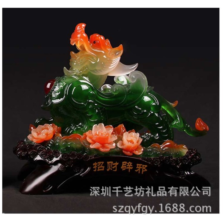 招財貔貅仿玉樹脂工藝品批發(fā)創(chuàng)意家飾擺件辦公室擺設廠家批發(fā)