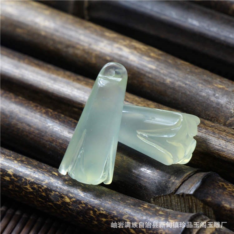 天然玉石吊墜岫巖玉蘭花耳墜吊墜掛件玉器工藝品diy飾品玉定制做