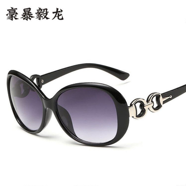 新款時(shí)尚雙環(huán)太陽(yáng)鏡女潮 歐美黑色大框墨鏡 禮品贈(zèng)品眼鏡批發(fā)9509
