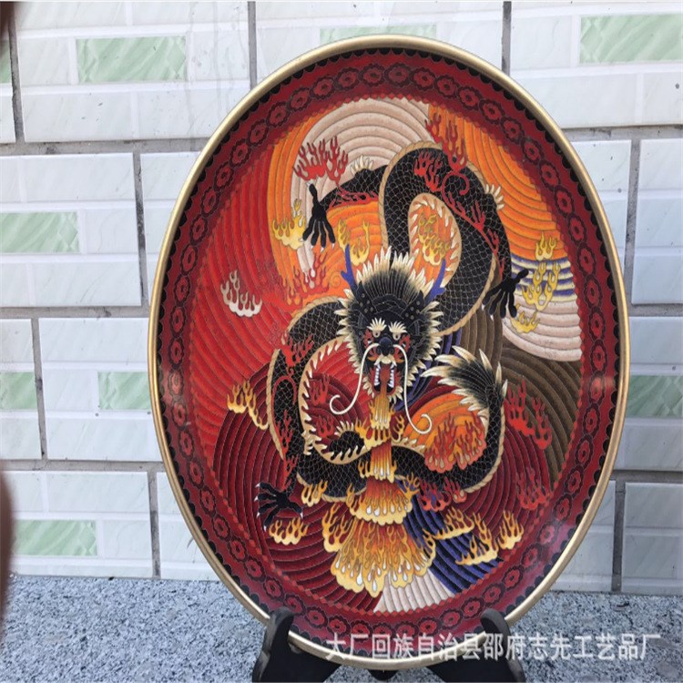 景泰藍三件套 包金花瓶擺件 傳統(tǒng)銅胎掐絲琺瑯器工藝禮品